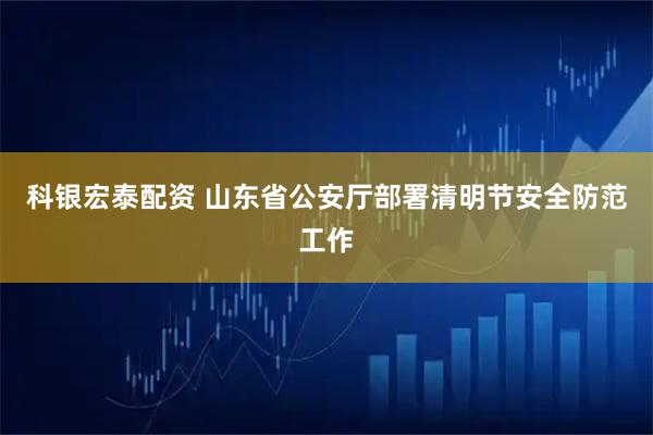 科银宏泰配资 山东省公安厅部署清明节安全防范工作
