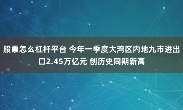 股票怎么杠杆平台 今年一季度大湾区内地九市进出口2.45万亿元 创历史同期新高